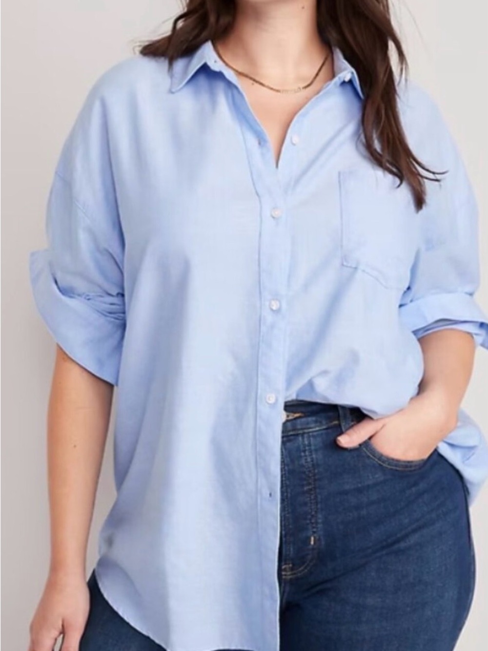 Old Navy Boyfriend Button Down Blue Shirt NWT Size Small